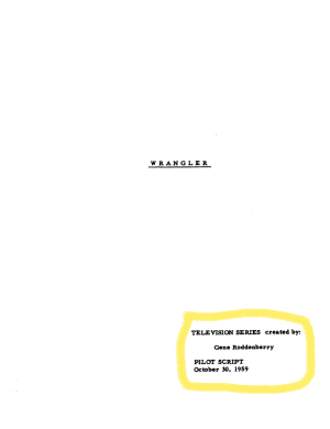 Wrangler - television series created by Gene Roddenberry - pilot script dated October 30, 1959